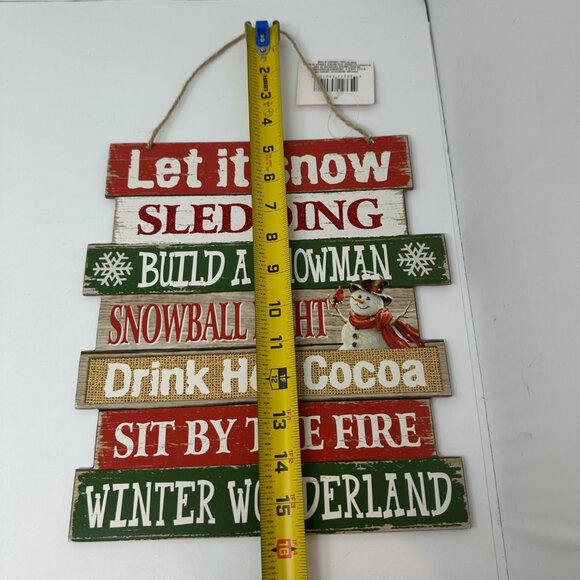 Rustic Christmas House Let It Snow Wooden Hanging Sign Winter Wonderland Decor - Picture 3 of 8